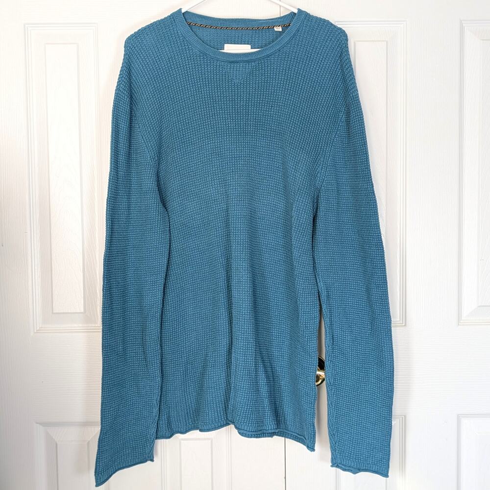 Billy Reid Cotton Cashmere Mini Waffle Crewneck Sweater - Size L
